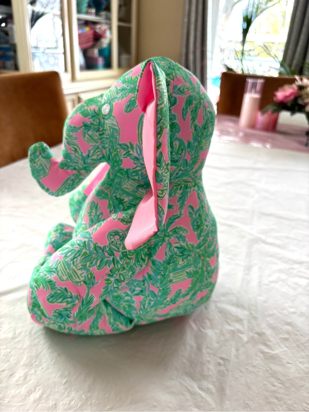 NWT Lilly Pulitzer Pink Green Mandevilla Pink Sands Paradise Plush Elephant - Picture 4 of 13